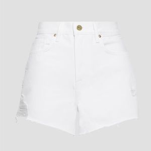 FRAME LE BRIGETTE WHITE FRAYED DISTRESSED DENIM SHORTS SIZE 33 NWT CLASSIC BOHO